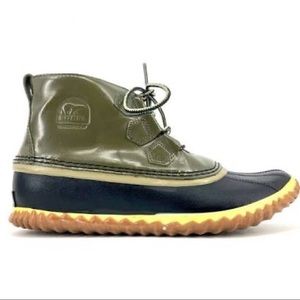 Sorel Out 'N About Green Olive Rubber Rain Boots
